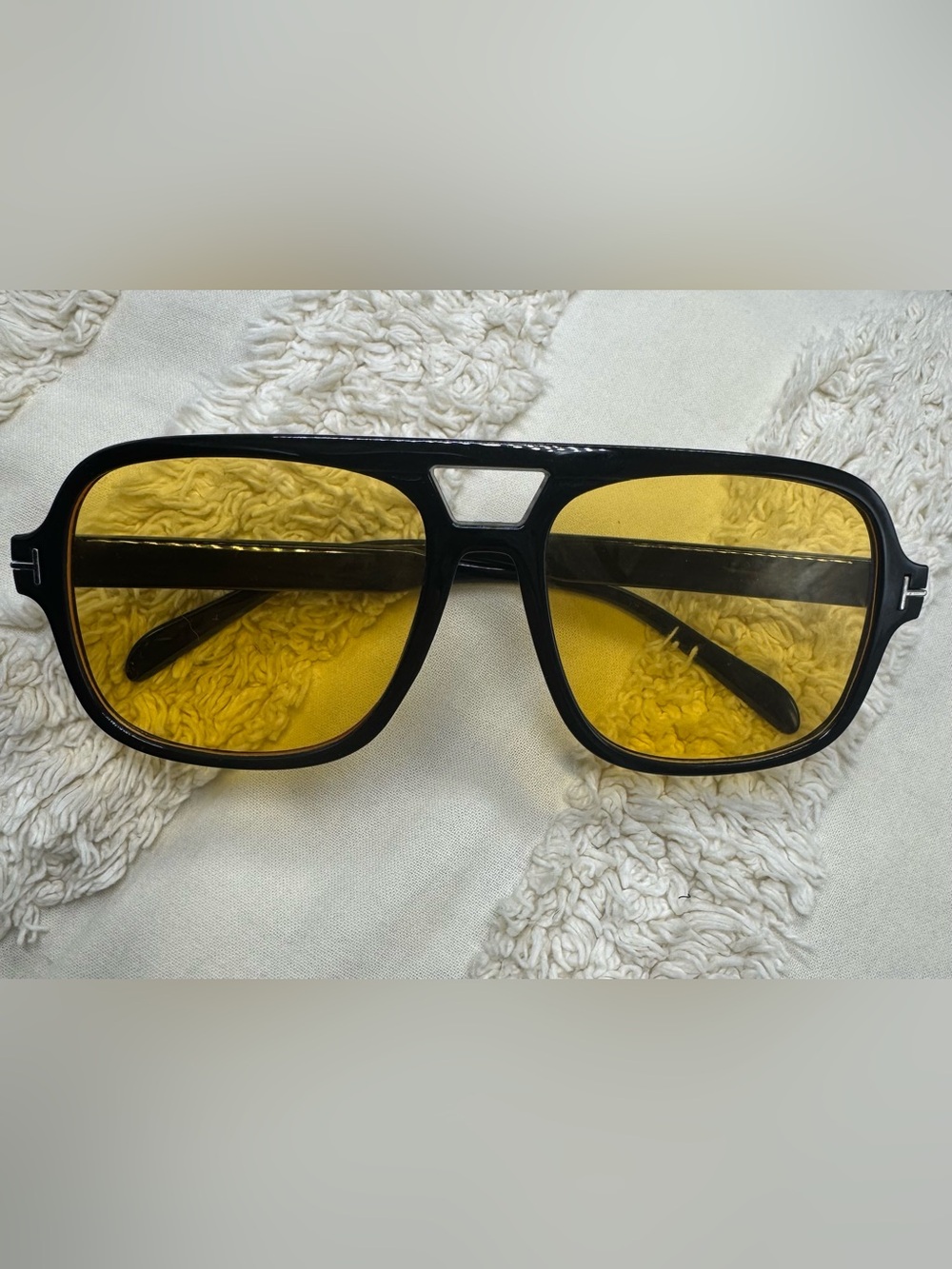 Women’s Black Square Sunglasses with Yellow Tinted Lenses